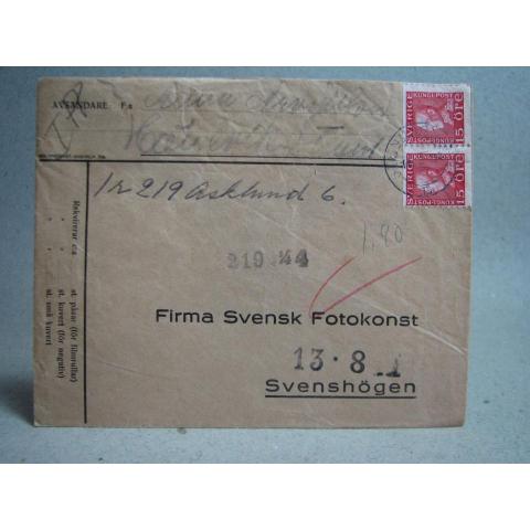 Försändelse med stämplade frimärken - Stenungsund 11/8 1934