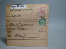 Försändelse med stämplade frimärken - UMEÅ 9/10 1912