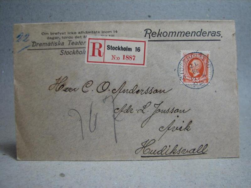 Försändelse med stämplat frimärke - Stockholm 16 12/1 1906