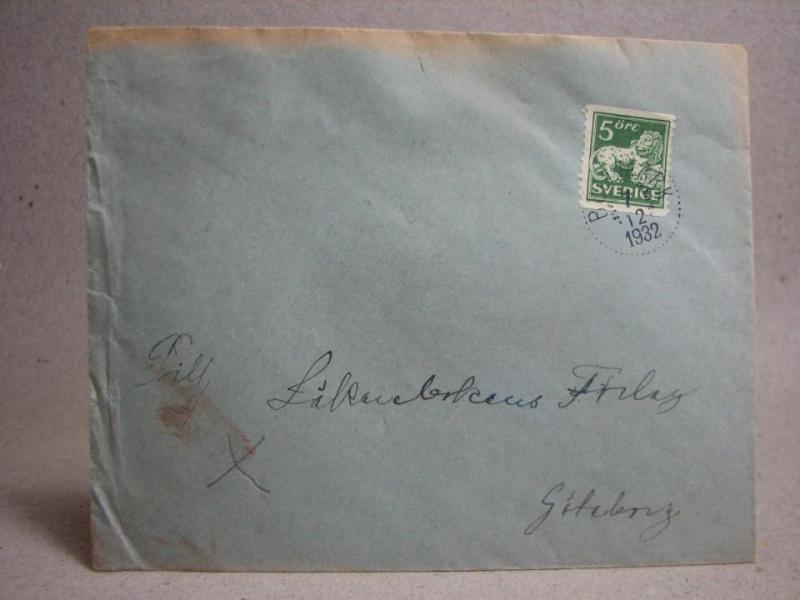 Försändelse med stämplat frimärke - Bullmark 7/12 1932