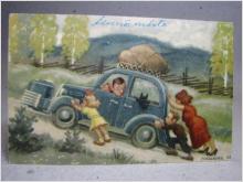 Äldre vykort - Bilsemester 1948 - Skogsberg