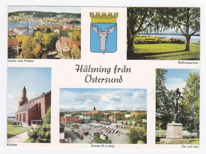 Oskrivet flerbilds-vykort från Östersund, Jämtland
