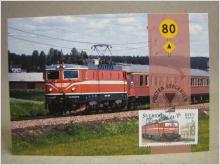 Vykort - Maximikort stämplar på 2 frimärken - Härliga Tåg  RC - Lok