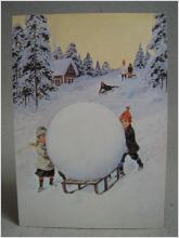 Vykort - Barn med Snöboll