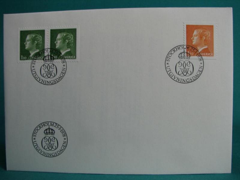 Carl XVI Gustaf 25/1 1978 - FDC med Fina stämplade frimärken