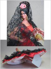 Docka - Spanjorska - 25 cm med vacker klänning 
