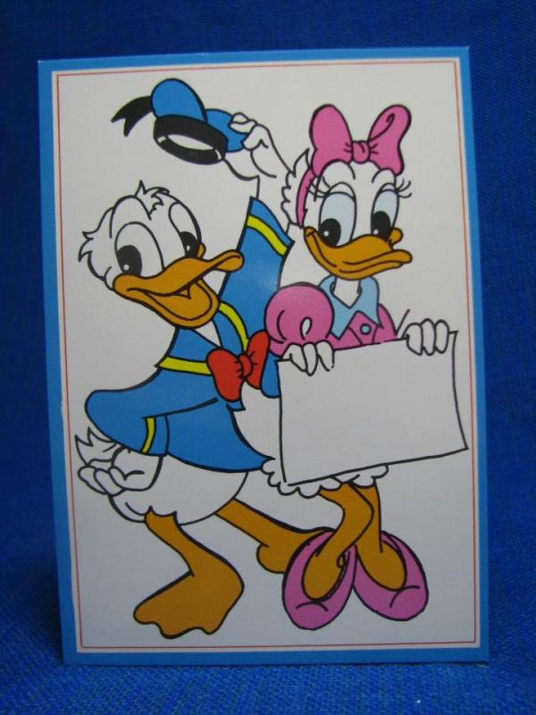 Tecknat vykort - Kalle Anka och Kajsa - Walt Disney