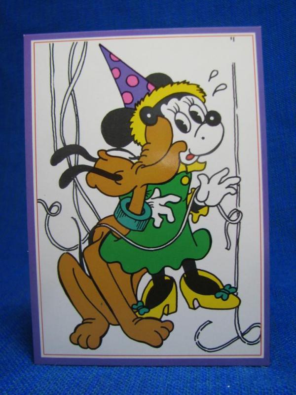 Tecknat vykort - Mimmi och Pluto - Walt Disney