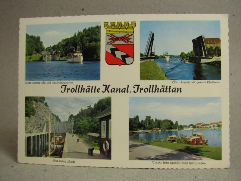 Vykort - Trollhättan Kanal Båtar 