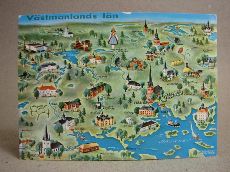 Vykort - Västmanlands län Karta 1969 - Harry Lange