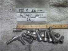 25 st. M8 x 20 mm. Insexbult. ( Rostfritt stål ) LÄS TEXT