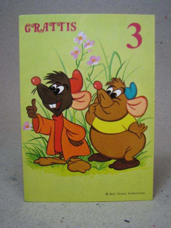 Walt Disney - Oskrivet 3-år vykort - Möss från Askungen