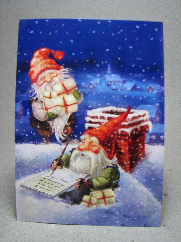 Julkort med Tomte - Oskrivet fint kort