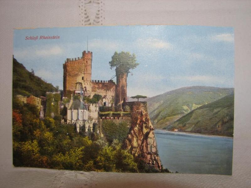 Vykort - Vy över Rheinstein slott, Tyskland