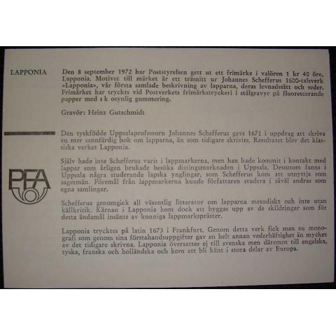 Inlaga till FDC 8/9 1972 Lapponia