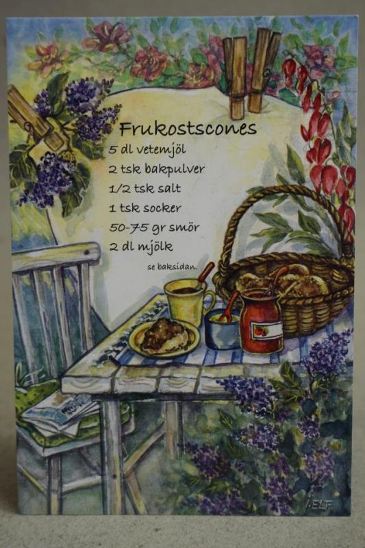 Recept Frukostscones  - Oskrivet vykort - Sign: I ELF - Ingrid Elf