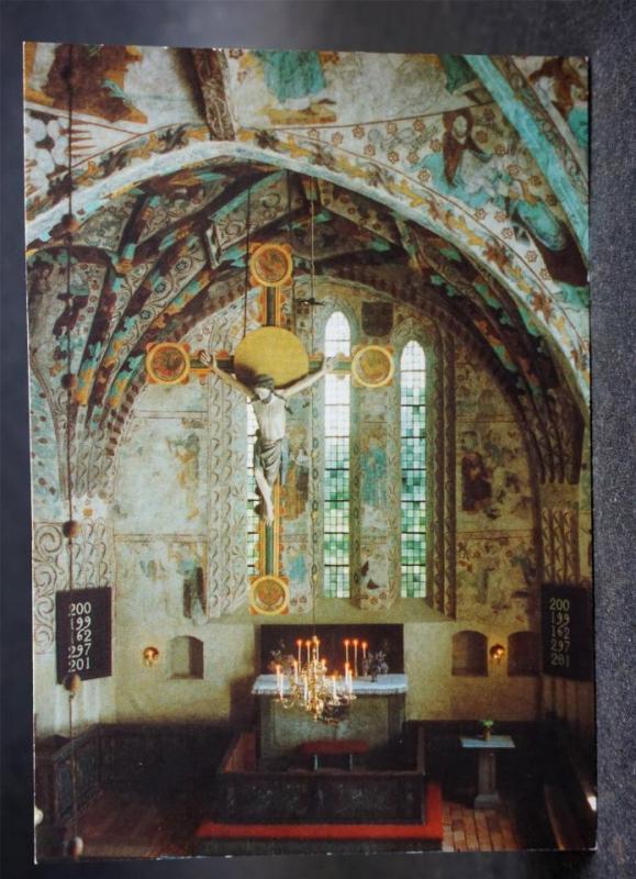 Härkeberga kyrka Uppsala Stift 4 äldre vykort interiör
