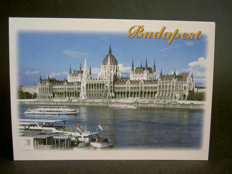 Vykort Ungern Budapest m båt
