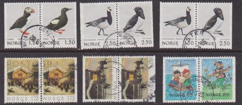 Norge, 5 stämplade par 1970-80-talet, katalog ca 150 kr