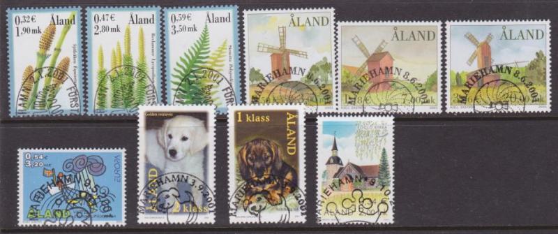 Åland, stämplat frimärken från år 2001
