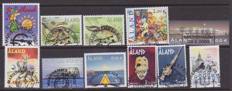 Åland, stämplat frimärken från år 2002