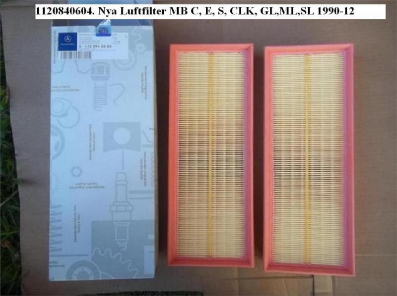 1120840604. Nya Luftfilter MB C, E, S, CLK, GL,ML,SL 1990-12