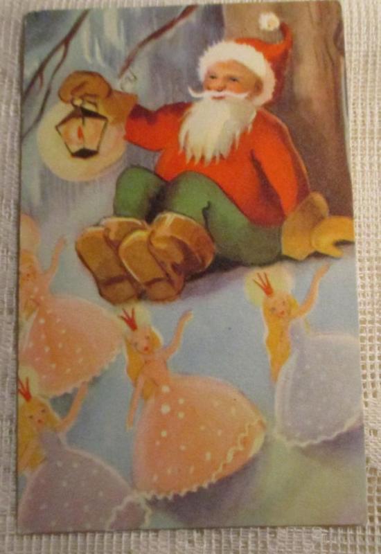Äldre oskrivet God Jul-vykort 11 cm x 7 cm