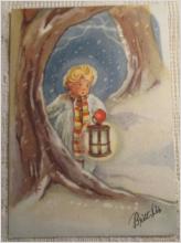 Äldre oskrivet God Jul och Gott Nytt År-vykort av Britt-Lis 10 cm x 7 cm