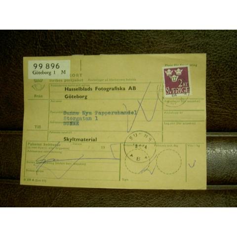 Paketavi med stämplade frimärken - 1964 - Göteborg 1 M till Sunne 