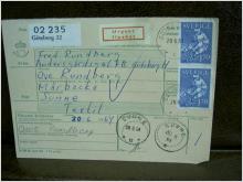Ilpaket + Paketavi med stämplade frimärken - 1964 - Göteborg 22 till Sunne