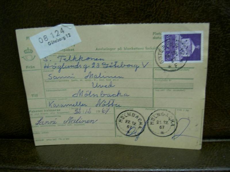 Paketavi med stämplade frimärken - 1967 - Göteborg 12 till Mölnbacka