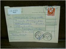 Paketavi med stämplade frimärken - 1967 - Skara till Mölnbacka