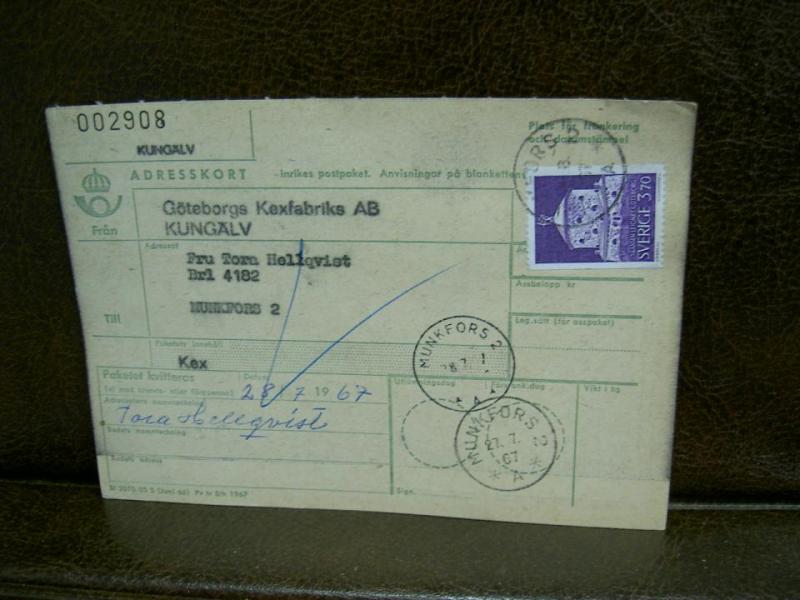 Paketavi med stämplade frimärken - 1967 - Munkfors 2 till Munkfors