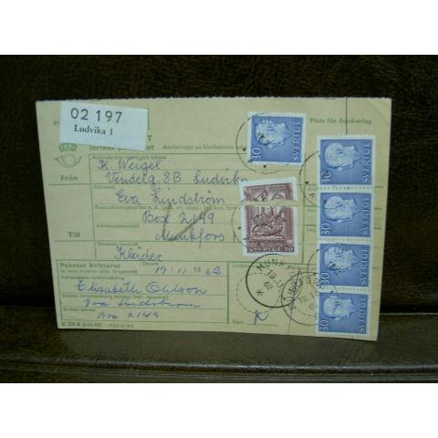Paketavi med 6 st stämplade frimärken - 1962 - Ludvika 1 till Munkfors