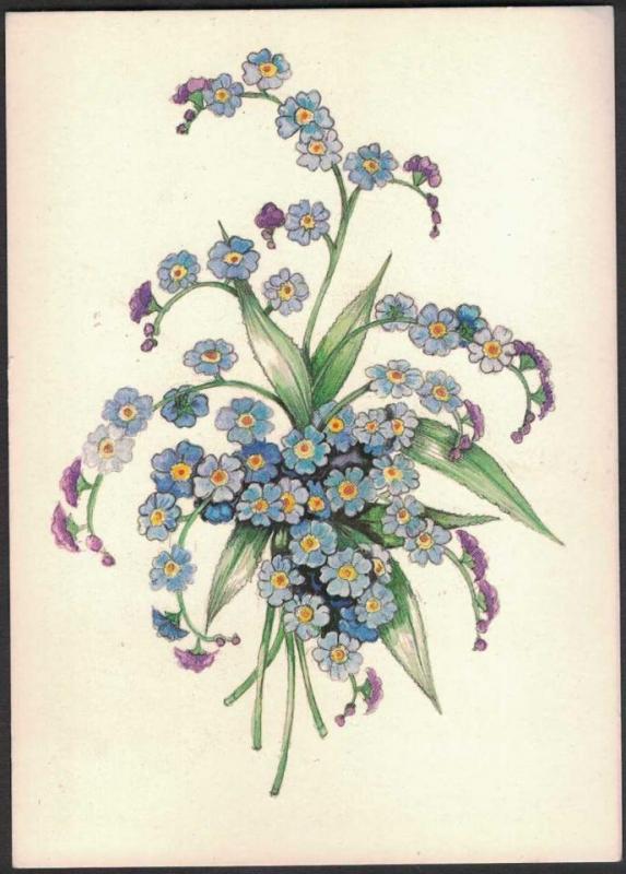 Postgånget vykort med blomstermotiv