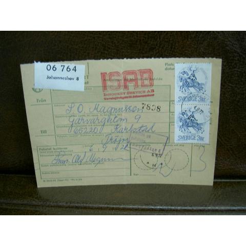 Paketavi med stämplade frimärken - 1972 - Johanneshov 8 till Karlstad