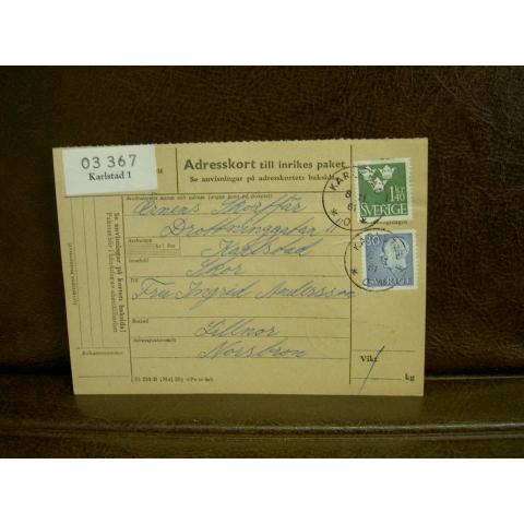 Paketavi med stämplade frimärken - 1961 - Karlstad 1 till Norsbron