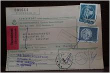 Poststämplat  adresskort med  frimärken + skrymmanden - Stockholm 12 - Karlstad