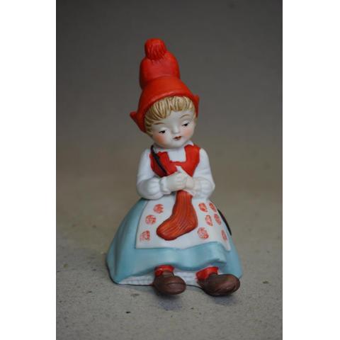 Tomte mor Figurin söt Flicka med röd mössa i porslin