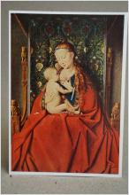 Jan van Eyck - Madonnan diar barnet  -  Gammalt oskrivet vykort