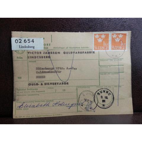 Frimärken på adresskort - stämplat 1964 - Lindesberg - Sunne