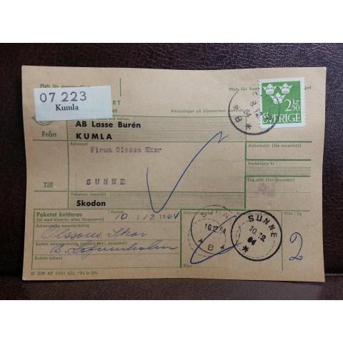 Frimärken på adresskort - stämplat 1964 - Kumla - Sunne