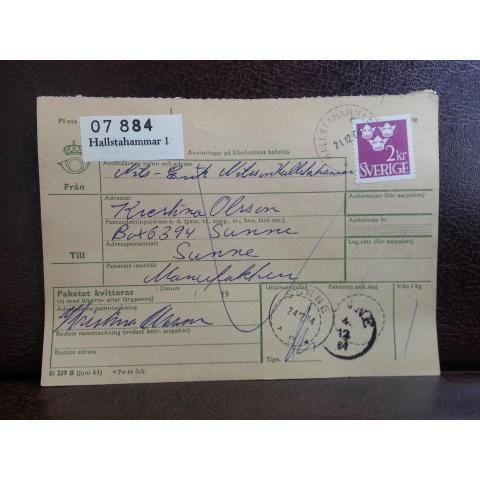 Frimärken på adresskort - stämplat 1964 - Hallstahammar 1 - Sunne