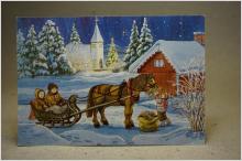 Vykort - Julkort med häst och släde - Finland