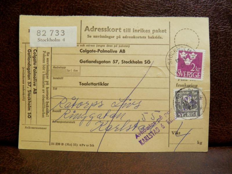 Frimärken på adresskort - stämplat 1962 - Stockholm 4 - Karlstad