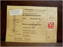 Frimärken på adresskort - stämplat 1962 - Hägersten 9 - Munkfors