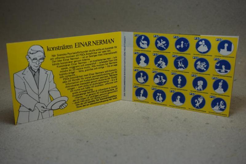 Einar Nerman - 20 Brevmärken i häftet för PSO