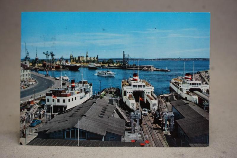 Vykort - Fartyg och Bilar i hamnen - Helsingör 1979