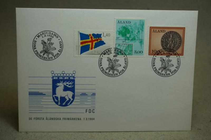 FDC med stämplade  frimärken - Mariehamn Åland 1984