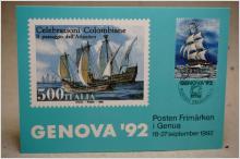 Vackert vykort Genova 92 - Fint stämplat frimärke 3.101992